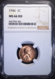 1946 LINCOLN CENT NGC MS 66 RD