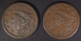 1838 VF & 1839 FINE LARGE CENTS