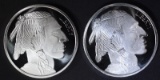 2-ONE OUNCE INDIAN/BUFFALO .999 SILVER ROUNDS