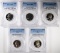 5- PROOF WASHINGTON QUARTERS, ALL GRADED BY PCGS