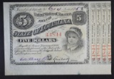 1875 $5 BABY BOND U.S. STATE OF LOUISIANA