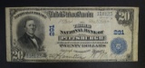 1902 $20.00 NATIONAL NOTE, PITTSBURG PA NICE F+