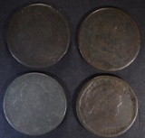 4-LOW GRADE DRAPED BUST LARGE CENTS: