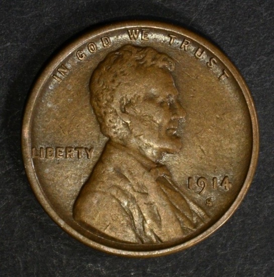 1914-S LINCOLN CENT XF