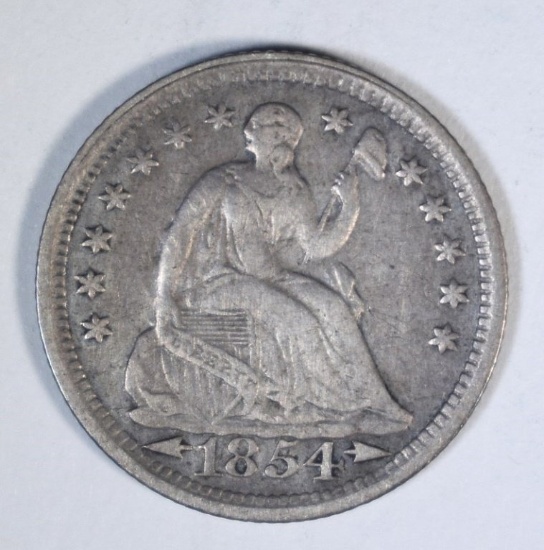 1854 ARROWS SEATED HALF DIME, XF