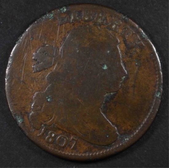 1807 DRAPED BUST COMET VARIETY LARGE CENT, G