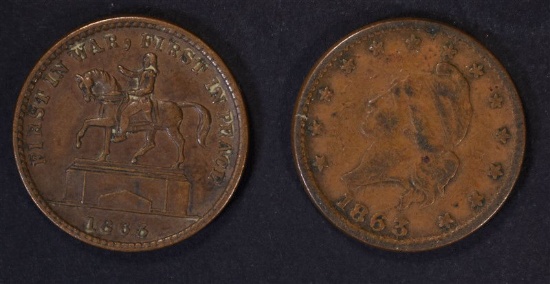 2-PATRIOTIC CIVIL WAR TOKENS