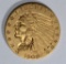 1909 $2.50 INDIAN GOLD, XF/AU