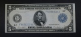 1914 $5 FEDERAL RESERVE NOTE  AU
