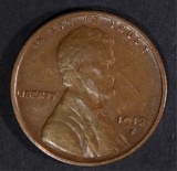 1913-S LINCOLN CENT, XF