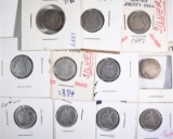 11-SEATED HALF DIMES, AVE CIRC