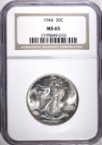 1944 WALKING LIBERTY HALF DOLLAR, NGC MS-65