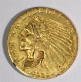 1929 $2.50 INDIAN GOLD, AU/UNC