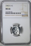 1943-S STEEL LINCOLN CENT NGC MS66