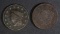 1817 VG & 1821 G PITTED LARGE CENTS