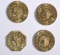 1852, 53, 54 & 57 CALIFORNIA GOLD TOKENS