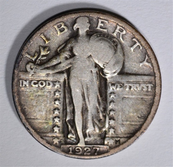 1927-S STANDING LIBERTY QUARTER, FINE KEY COIN