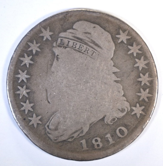 1810 CAPPED BUST HALF DOLLAR, VG/FINE