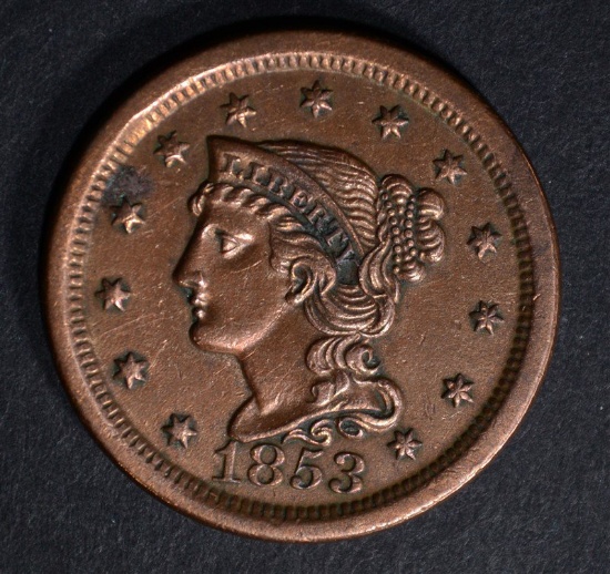 1853 LARGE CENT cleaned