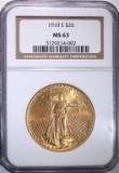 1910-S $20 ST GAUDENS GOLD NGC MS 63