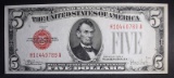 1928 E $5 RED SEAL  GEM CU