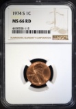 1974-S LINCOLN CENT NGC MS66 RD