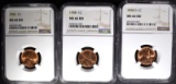1955, 58 & 58-D LINCOLN CENTS, NGC MS66RD