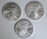 2006, 2007 & 2009 BU AMERICAN SILVER EAGLES