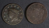 1817 VG & 1821 G PITTED LARGE CENTS