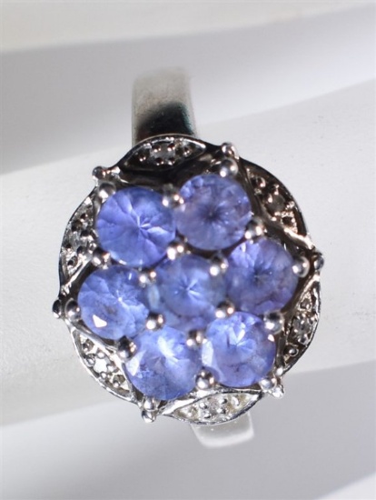 STERLING SILVER RING, CZ's &