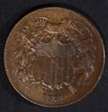 1871 TWO CENT PIECE, AU SCARCE
