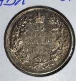 1905 SILVER CANADA 25 CENTS  AU