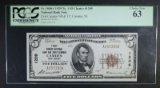 1929 TY 1 $5 NATIONAL CURRENCY PCGS 63