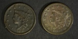 2 - 1838 LARGE CENTS VF
