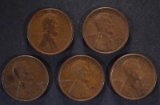 (5) 1913-S LINCOLN CENTS VF