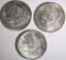 3 MORGAN DOLLARS: 1921 GEM BU,