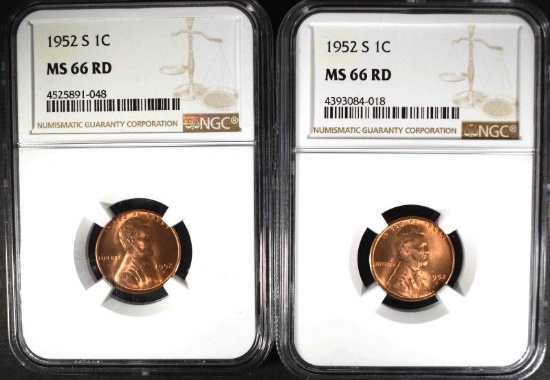 2 - 1952-S LINCOLN CENTS NGC MS66 RD