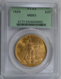 1924 $20 ST. GAUDENS GOLD PCGS MS63