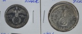 2 COIN LOT: 1938A & 39A SILVER 2 & 5 MARKS