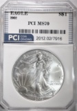 2002 AMERICAN SILVER EAGLE PCI PERFECT GEM BU