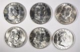 4-1960-D & 2-61-D BU FRANKLIN HALF DOLLARS