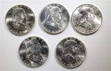 1954-D, 57-D, 58, 60 & 60-D GEM BU FRANKLIN HALVES