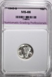 1945-S MERCURY DIME, NGP SUPERB GEM BU