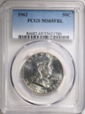 1962 FRANKLIN HALF DOLLAR, PCGS MS-65 FBL!! RARE!!