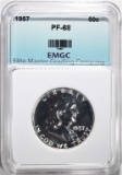 1957 FRANKLIN HALF DOLLAR, EMGC SUPERB GEM PROOF+