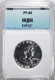 1960 FRANKLIN HALF DOLLAR, EMGC SUPERB GEM PROOF+