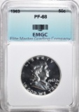 1963 FRANKLIN HALF DOLLAR, EMGC SUPERB GEM PROOF+