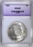 1923 PEACE DOLLAR, APCG GEM BU