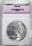 1934-D PEACE DOLLAR, NGP GEM BU