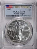 2017 AMERICAN SILVER EAGLE PCGS MS70